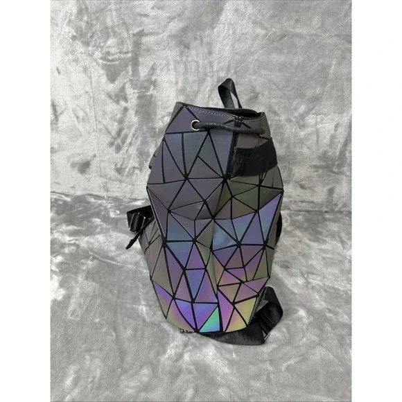 LUXSHE Geometric Iridescent Backpack Luminous Drawstring Backpack READ! - Picture 2 of 16